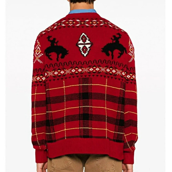 Polo Ralph Lauren Men's Red Western-Inspired Fair Isle Sweater Size L MSRP $498 - Picture 3 of 7